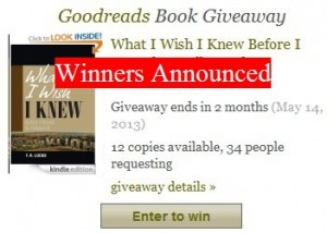 Goodreads Giveaway Winners